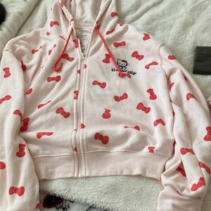 Hello Kitty Pink and Red Patterned Hoodie
